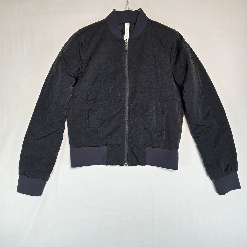 Lululemon Non-Stop Bomber Jacket Size 6 Black Crinkle Full Zip Insulated Coat